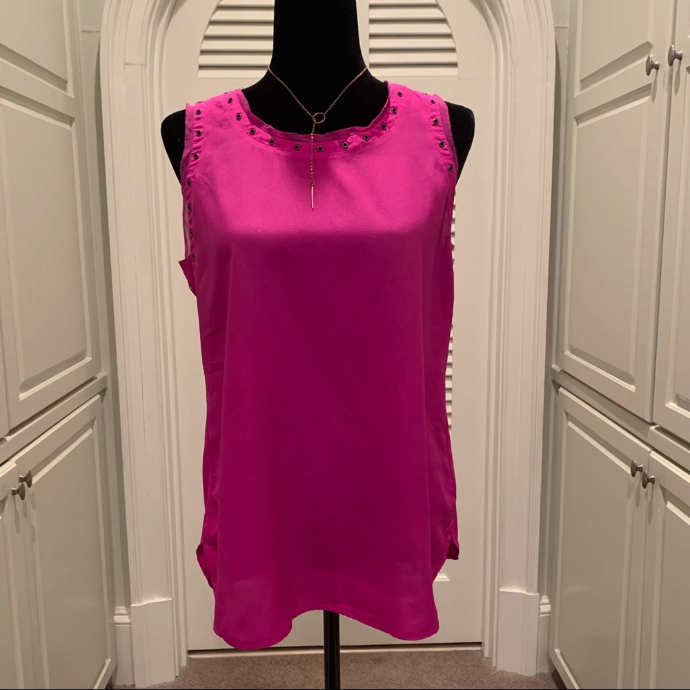 🏷️ Worthington Petite Raspberry Silky Grommet Tank Large PL